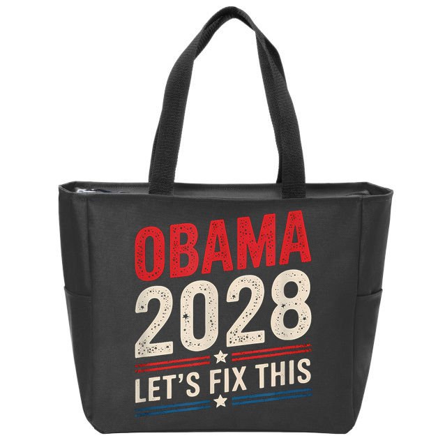 Obama Vintage Retro Patriotic 2028 Political Protest Rally Zip Tote Bag