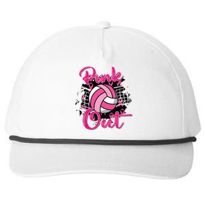 Out Volleyball Ribbon Breast Cancer Awareness Snapback Five-Panel Rope Hat