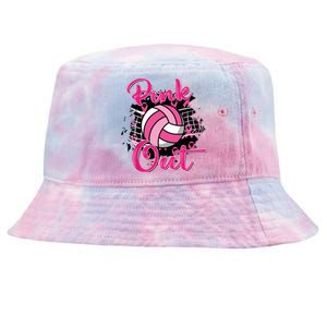 Out Volleyball Ribbon Breast Cancer Awareness Tie-Dyed Bucket Hat