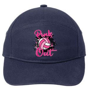 Out Volleyball Ribbon Breast Cancer Awareness 7-Panel Snapback Hat