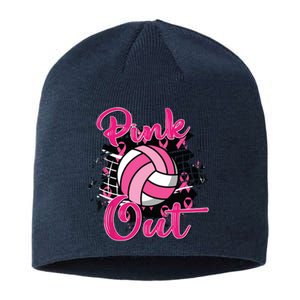 Out Volleyball Ribbon Breast Cancer Awareness Sustainable Beanie