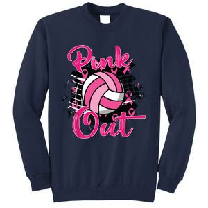 Out Volleyball Ribbon Breast Cancer Awareness Tall Sweatshirt