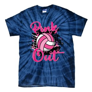 Out Volleyball Ribbon Breast Cancer Awareness Tie-Dye T-Shirt