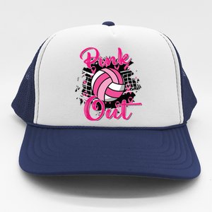 Out Volleyball Ribbon Breast Cancer Awareness Trucker Hat