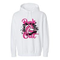 Out Volleyball Ribbon Breast Cancer Awareness Garment-Dyed Fleece Hoodie