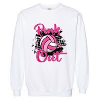 Out Volleyball Ribbon Breast Cancer Awareness Garment-Dyed Sweatshirt