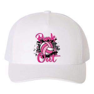 Out Volleyball Ribbon Breast Cancer Awareness Yupoong Adult 5-Panel Trucker Hat