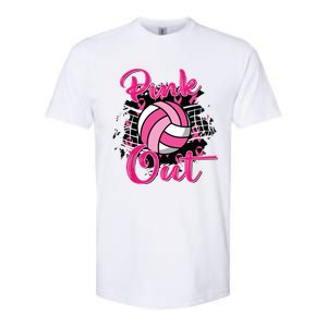 Out Volleyball Ribbon Breast Cancer Awareness Softstyle CVC T-Shirt