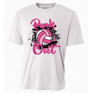 Out Volleyball Ribbon Breast Cancer Awareness Cooling Performance Crew T-Shirt