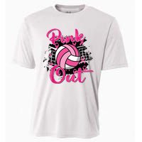 Out Volleyball Ribbon Breast Cancer Awareness Cooling Performance Crew T-Shirt