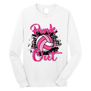 Out Volleyball Ribbon Breast Cancer Awareness Long Sleeve Shirt