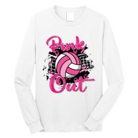 Out Volleyball Ribbon Breast Cancer Awareness Long Sleeve Shirt