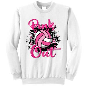 Out Volleyball Ribbon Breast Cancer Awareness Sweatshirt