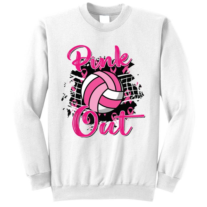 Out Volleyball Ribbon Breast Cancer Awareness Sweatshirt