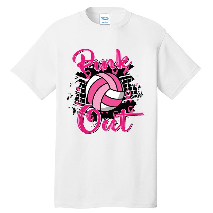 Out Volleyball Ribbon Breast Cancer Awareness Tall T-Shirt