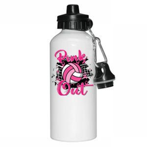 Out Volleyball Ribbon Breast Cancer Awareness Aluminum Water Bottle