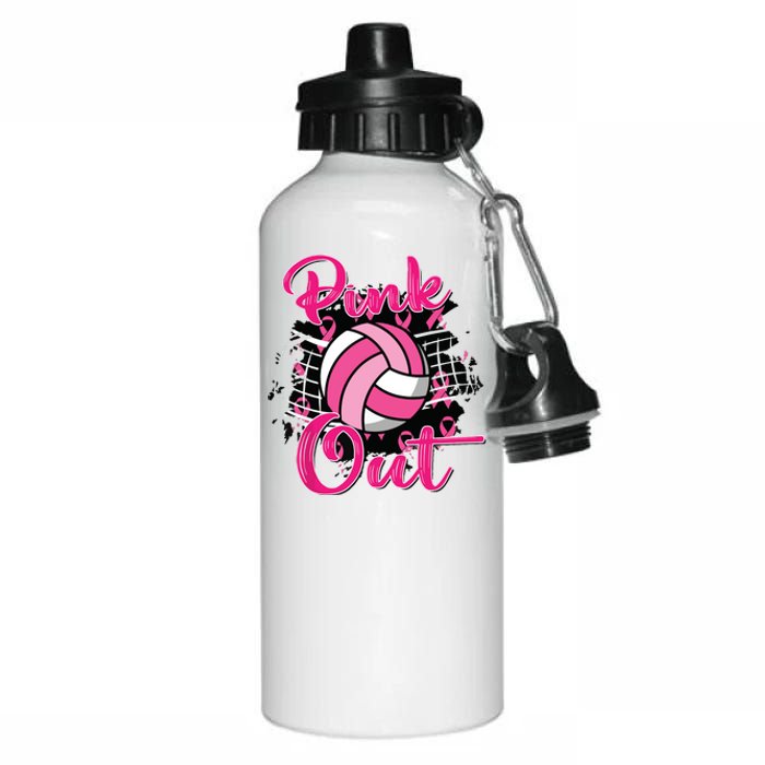 Out Volleyball Ribbon Breast Cancer Awareness Aluminum Water Bottle