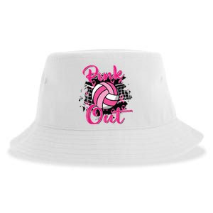 Out Volleyball Ribbon Breast Cancer Awareness Sustainable Bucket Hat