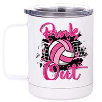 Out Volleyball Ribbon Breast Cancer Awareness 12 oz Stainless Steel Tumbler Cup