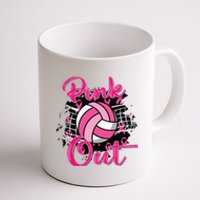 Out Volleyball Ribbon Breast Cancer Awareness Coffee Mug