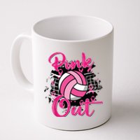 Out Volleyball Ribbon Breast Cancer Awareness Coffee Mug