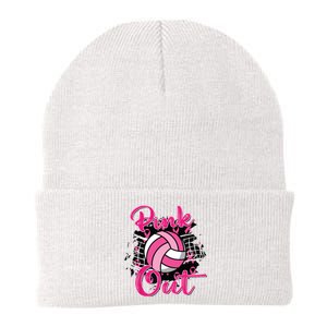 Out Volleyball Ribbon Breast Cancer Awareness Knit Cap Winter Beanie