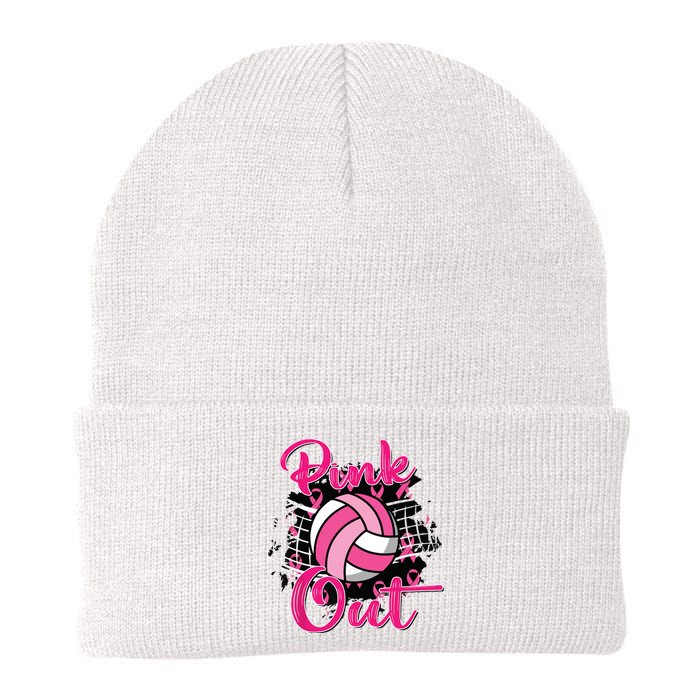 Out Volleyball Ribbon Breast Cancer Awareness Knit Cap Winter Beanie