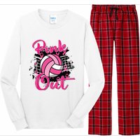 Out Volleyball Ribbon Breast Cancer Awareness Long Sleeve Pajama Set