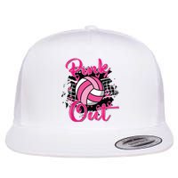 Out Volleyball Ribbon Breast Cancer Awareness Flat Bill Trucker Hat