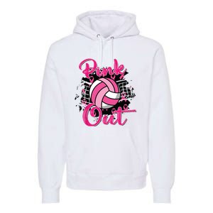 Out Volleyball Ribbon Breast Cancer Awareness Premium Hoodie