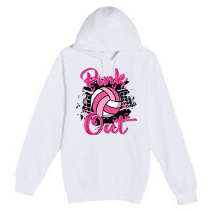 Out Volleyball Ribbon Breast Cancer Awareness Premium Pullover Hoodie