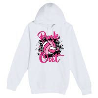 Out Volleyball Ribbon Breast Cancer Awareness Premium Pullover Hoodie