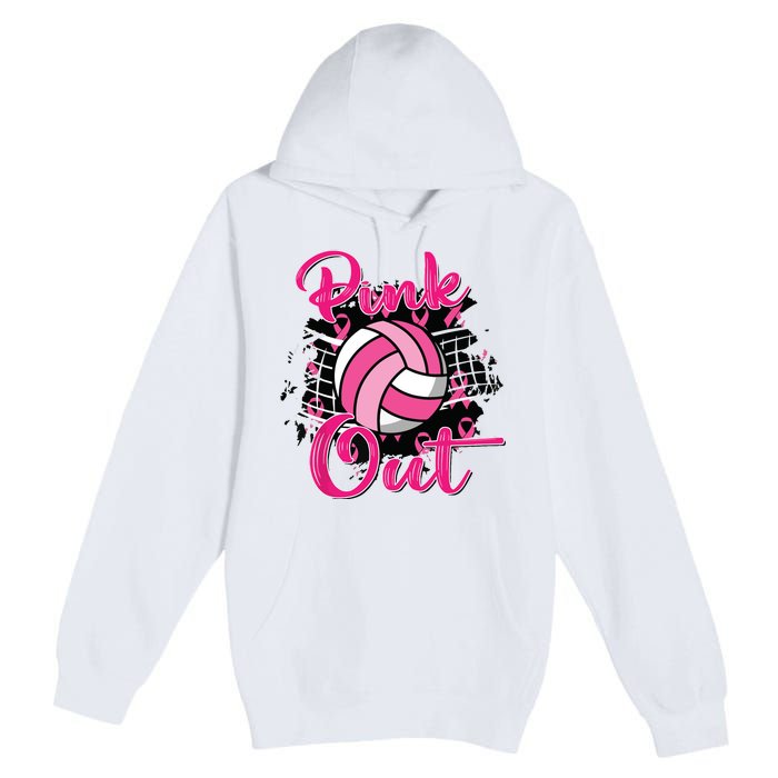 Out Volleyball Ribbon Breast Cancer Awareness Premium Pullover Hoodie