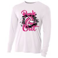 Out Volleyball Ribbon Breast Cancer Awareness Cooling Performance Long Sleeve Crew