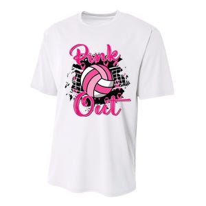 Out Volleyball Ribbon Breast Cancer Awareness Performance Sprint T-Shirt