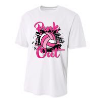 Out Volleyball Ribbon Breast Cancer Awareness Performance Sprint T-Shirt