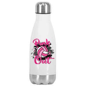 Out Volleyball Ribbon Breast Cancer Awareness Stainless Steel Insulated Water Bottle