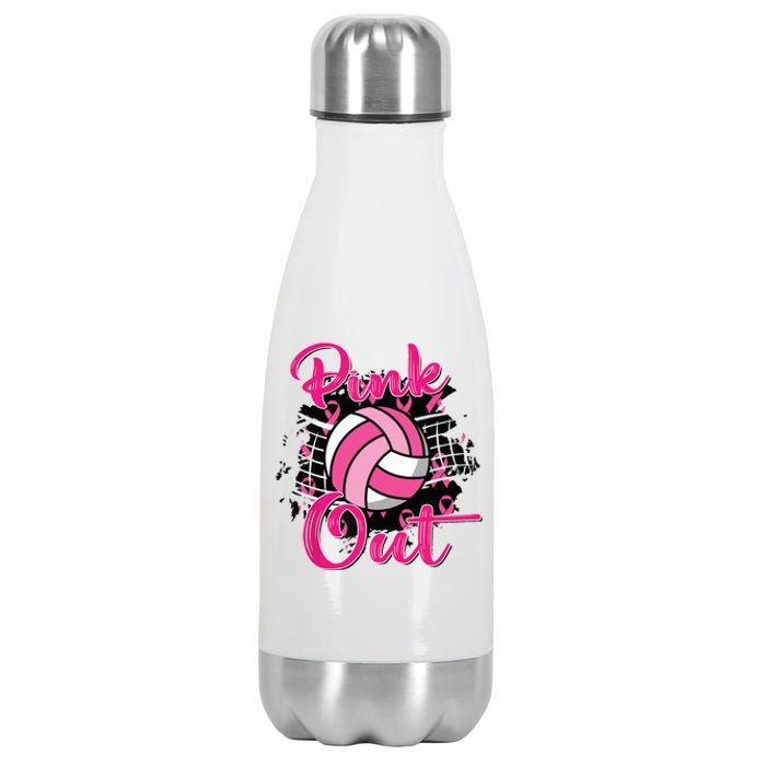 Out Volleyball Ribbon Breast Cancer Awareness Stainless Steel Insulated Water Bottle