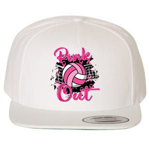 Out Volleyball Ribbon Breast Cancer Awareness Wool Snapback Cap