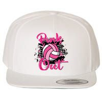 Out Volleyball Ribbon Breast Cancer Awareness Wool Snapback Cap