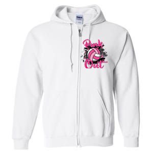 Out Volleyball Ribbon Breast Cancer Awareness Full Zip Hoodie