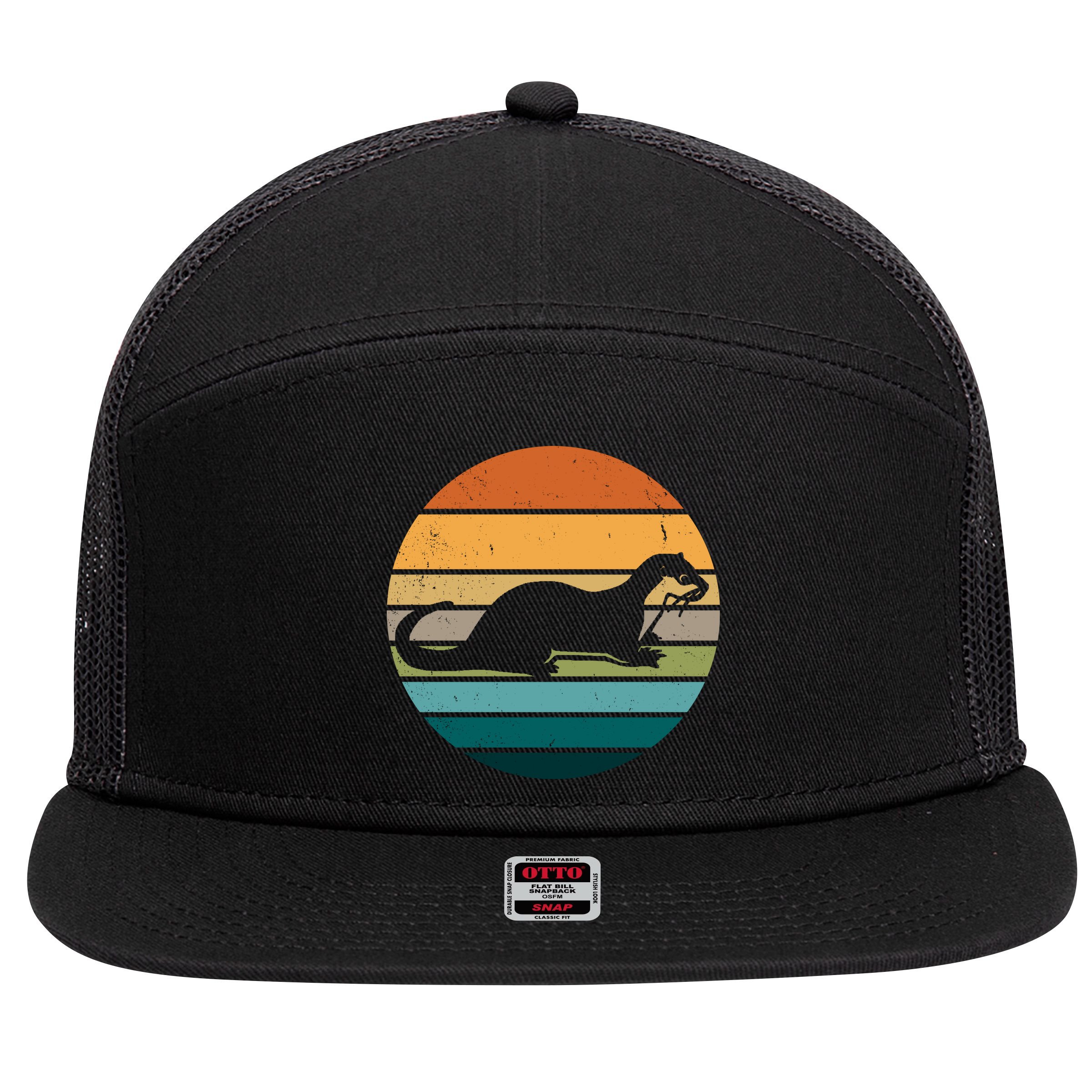 Otter Vintage Retro Logo 7 Panel Mesh Trucker Snapback Hat