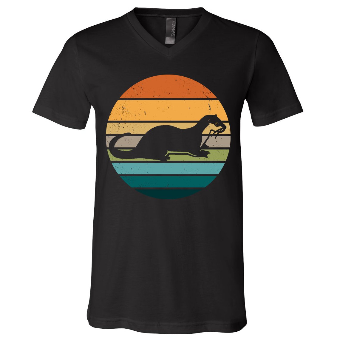 Otter Vintage Retro Logo V-Neck T-Shirt