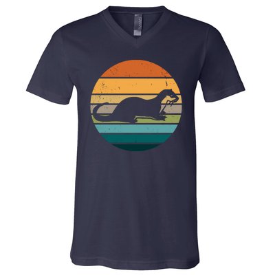 Otter Vintage Retro Logo V-Neck T-Shirt