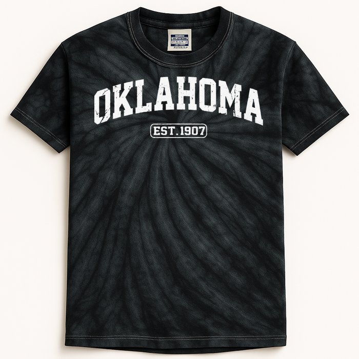 Oklahoma Vintage State Athletic Style Kids Tie-Dye T-Shirt