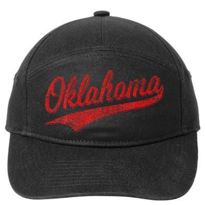 Oklahoma Varsity Script Vintage Sports Jersey Style Flag 7-Panel Snapback Hat