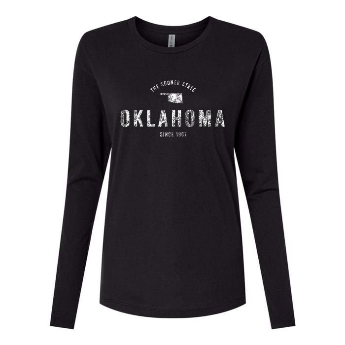 Oklahoma Vintage Sports Design Retro Ok Womens Cotton Relaxed Long Sleeve T-Shirt