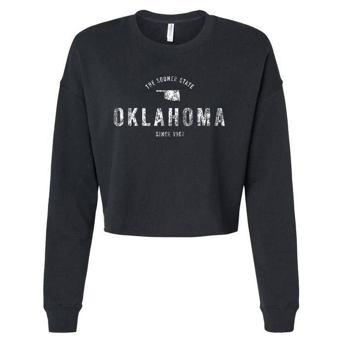 Oklahoma Vintage Sports Design Retro Ok Cropped Pullover Crew