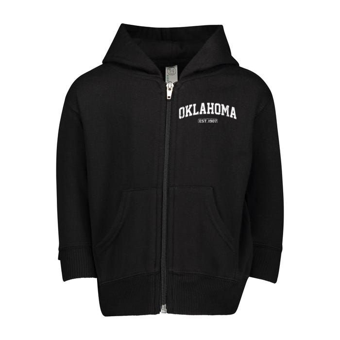 Oklahoma Vintage State Athletic Style Toddler Zip Fleece Hoodie