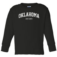 Oklahoma Vintage State Athletic Style Toddler Long Sleeve Shirt